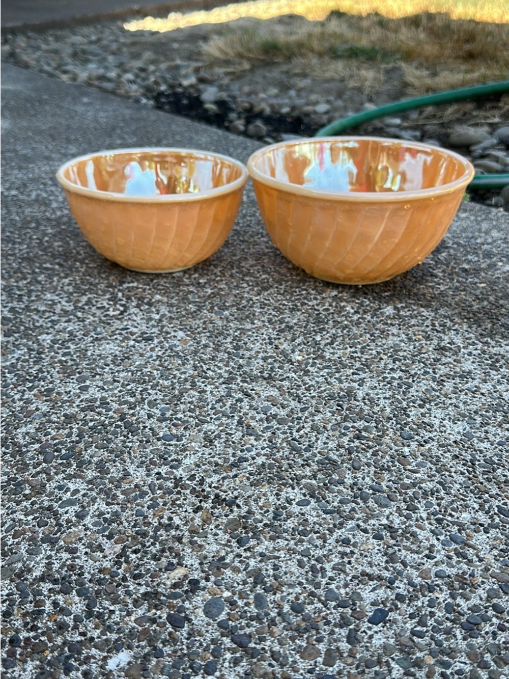 Peach Glazed Ceramic Decorative Bowls - Set of 2